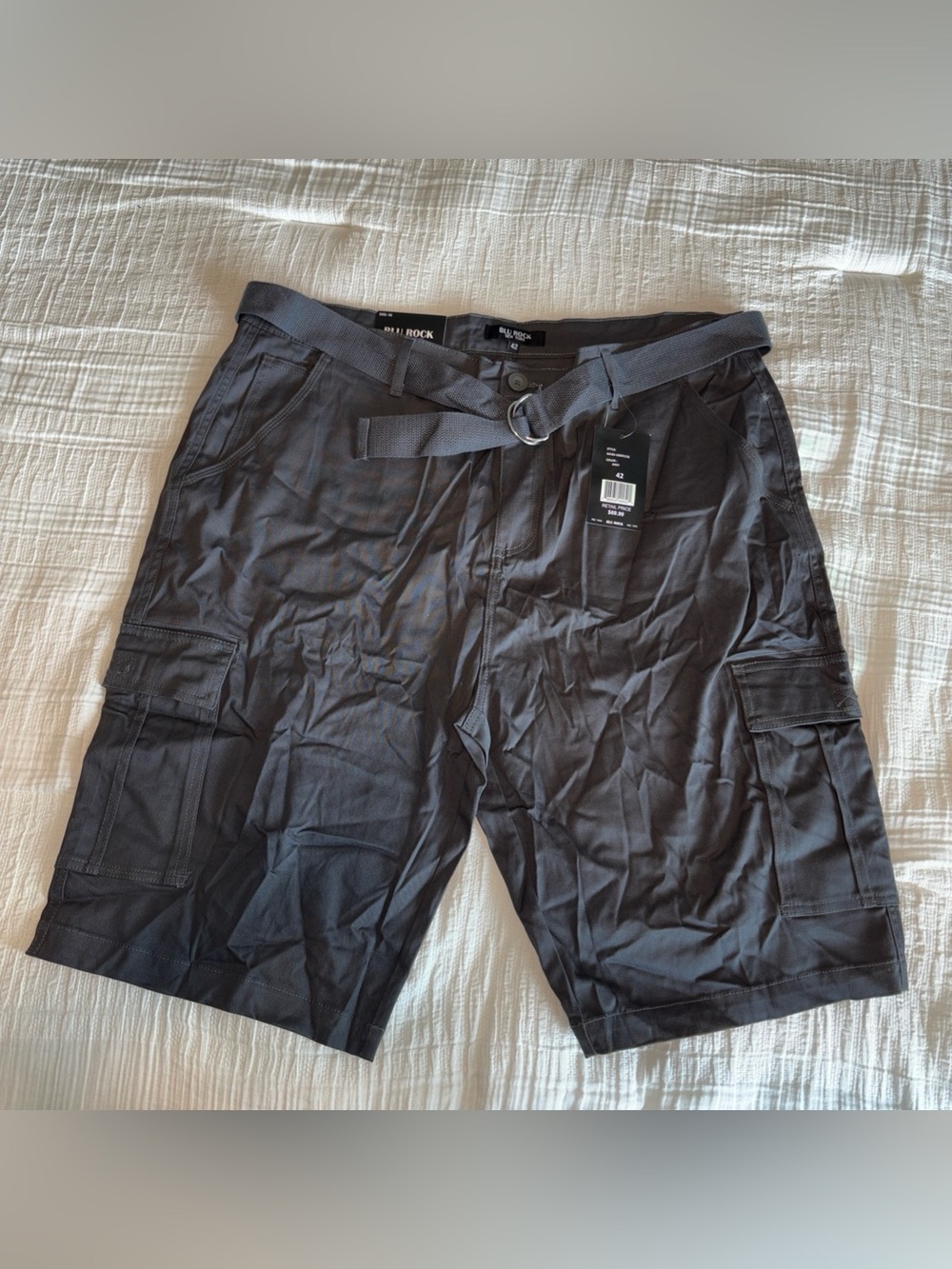 Blu Rock New York Men's Belted Cargo Shorts Gray Size 42